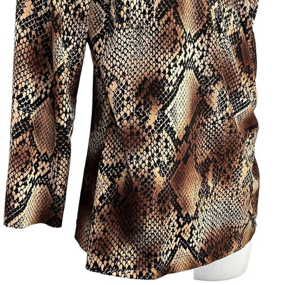 CHICO'S Brown Snakeskin Snake Reptile Print V-Neck Wrap Jersey Knit Top 1 / M - Picture 12 of 16